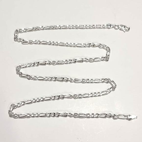 APSVO S925 Sterling Silver Chains for Women Men Boys 3mm/5mm  925 Sterling Silver Plated Necklace Figaro Chain Mens Womens Birthdays Gift NEW